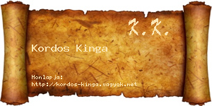 Kordos Kinga névjegykártya